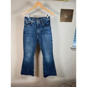 Polo Ralph Lauren Women's Flare Jeans Blue Denim High Rise Raw Hem Size 28